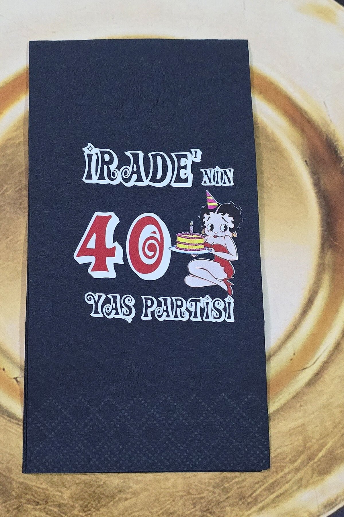 Betty Boop Konsept Baskılı Siyah Peçete