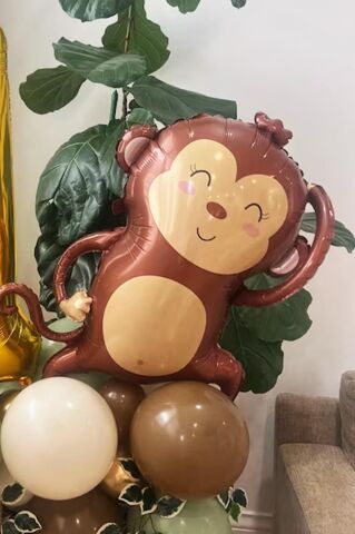 Maymun Folyo Balon Safari Temalı Doğum Günü Balonları 90cm