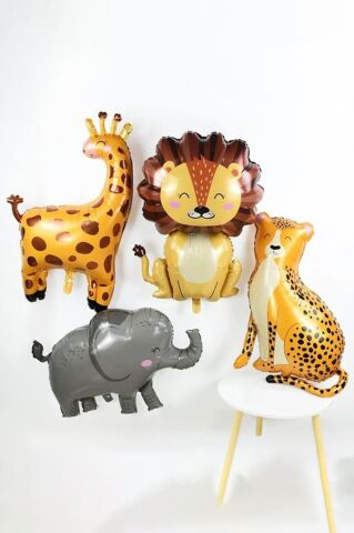 Orman Zürafa Folyo Balon Safari Temalı Doğum Günü Balonları 95cm