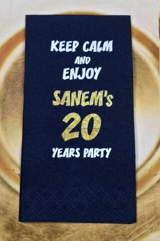 Altın Glitter Konsept Baskılı Siyah Peçete