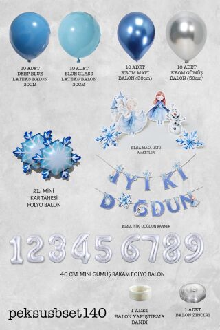 Frozen Elsa Tema Doğum Günü Balon Zinciri Seti Masa Üstü Panolar Karlar Ülkesi Konsept Yaş Doğum Günü Balonları 4