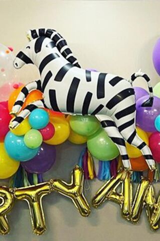 Zebra Büyük Folyo Balon Safari Temalı Doğum Günü Zebra Şekilli Folyo Balon 92cm