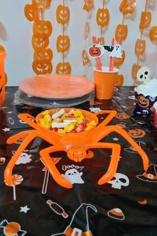 Örümcek Şeklinde Tabak Şekerlik Halloween Süsleri Cadılar Bayramı Masa Süsleri