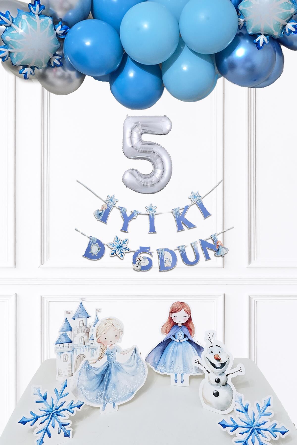 Frozen Elsa Tema Doğum Günü Balon Zinciri Seti Masa Üstü Panolar Karlar Ülkesi Konsept Yaş Doğum Günü Balonları 5