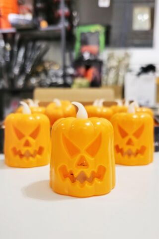 Korkunç Balkabağı Işık Halloween Işıklı Süsler Cadılar Bayramı Masa Üstü Işıklı Süsler 3lü Set