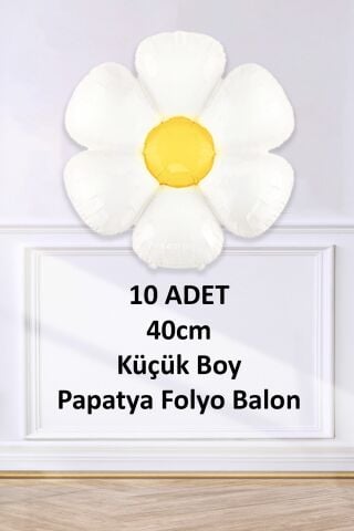 10 Adet Küçük Papatya Folyo Balon Paketi 10lu 40cm Papatya Folyo Balon