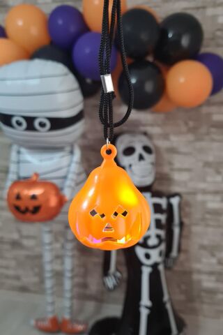 Halloween Işıklı Balkabağı Kolye Cadılar Bayramı Bal Kabağı Kolyesi Işıklı