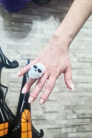 Halloween Işıklı Yüzük Kuru Kafa Şeklinde Işıklı Cadılar Bayramı Yüzüğü