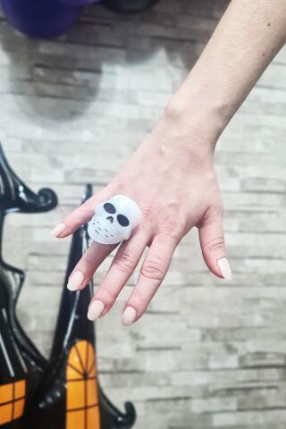 Halloween Işıklı Yüzük Kuru Kafa Şeklinde Işıklı Cadılar Bayramı Yüzüğü