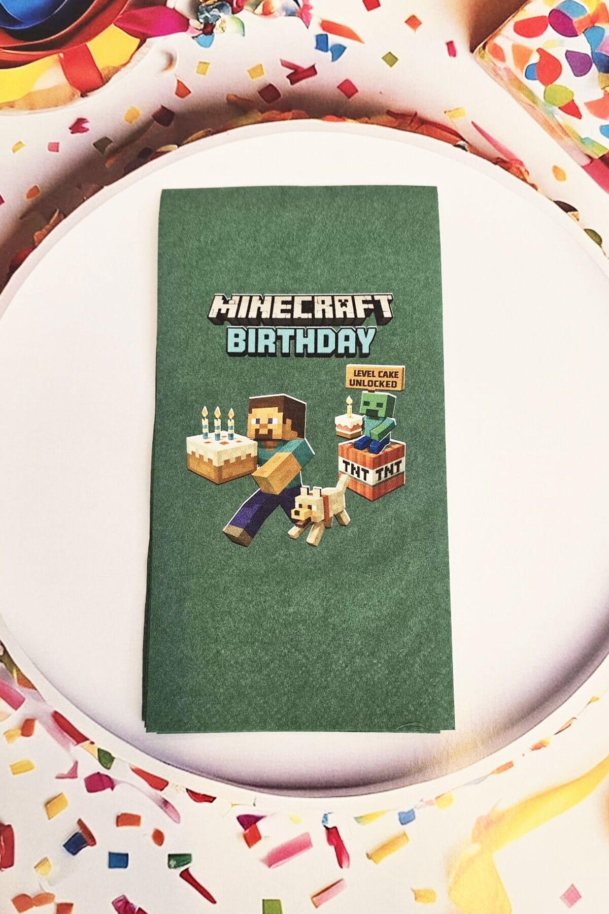 Minecraft Doğum Günü Peçetesi Yeşil 12li Paket