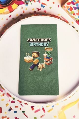 Minecraft Doğum Günü Peçetesi Yeşil 12li Paket