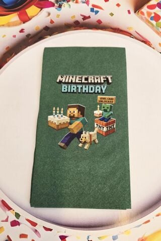 Minecraft Doğum Günü Peçetesi Yeşil 12li Paket
