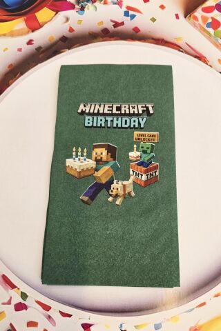 Minecraft Doğum Günü Peçetesi Yeşil 12li Paket