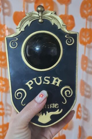 Halloween Sesli Hareketli Kapı Zili Oynar Gözlü Siyah Gold Cadılar Bayramı Kapı Zili