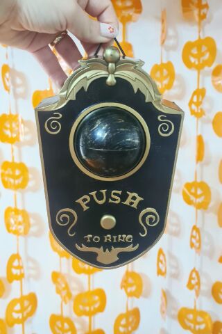 Halloween Sesli Hareketli Kapı Zili Oynar Gözlü Siyah Gold Cadılar Bayramı Kapı Zili
