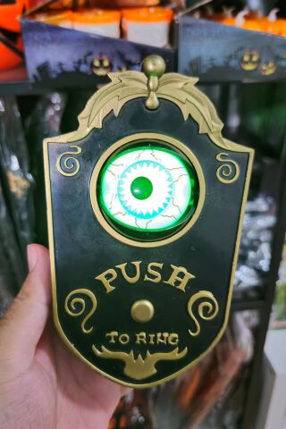 Halloween Sesli Hareketli Kapı Zili Oynar Gözlü Siyah Gold Cadılar Bayramı Kapı Zili