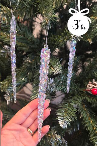 Buz Sarkıt Yılbaşı Ağaç Süsü 3lü Paket