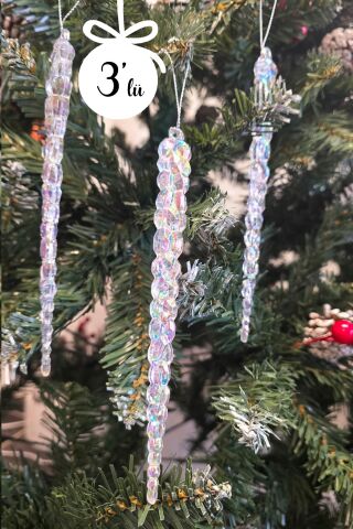 Buz Sarkıt Yılbaşı Ağaç Süsü 3lü Paket