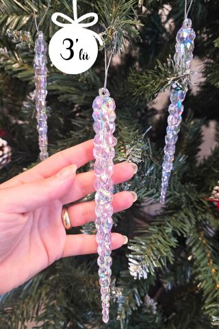 Buz Sarkıt Yılbaşı Ağaç Süsü 3lü Paket