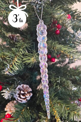 Buz Sarkıt Yılbaşı Ağaç Süsü 3lü Paket