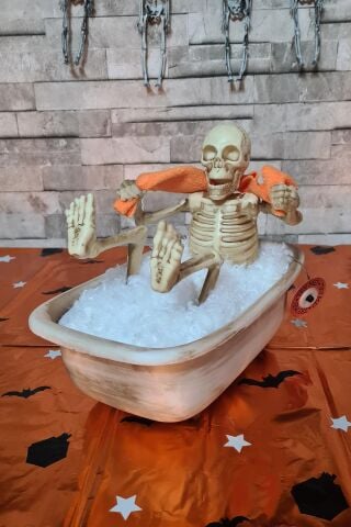 Halloween Sesli Hareketli Küvette İskelet Cadılar Bayramı Hareketli Süs