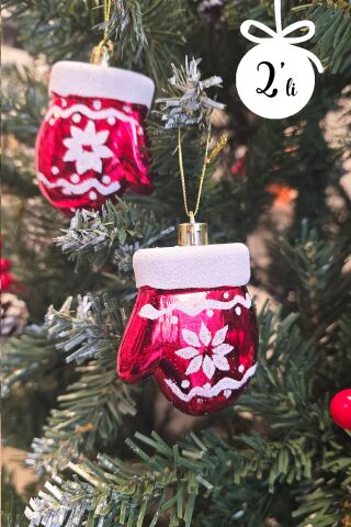 Eldiven Şekilli Yılbaşı Ağaç Süsü 2li Paket