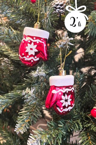Eldiven Şekilli Yılbaşı Ağaç Süsü 2li Paket