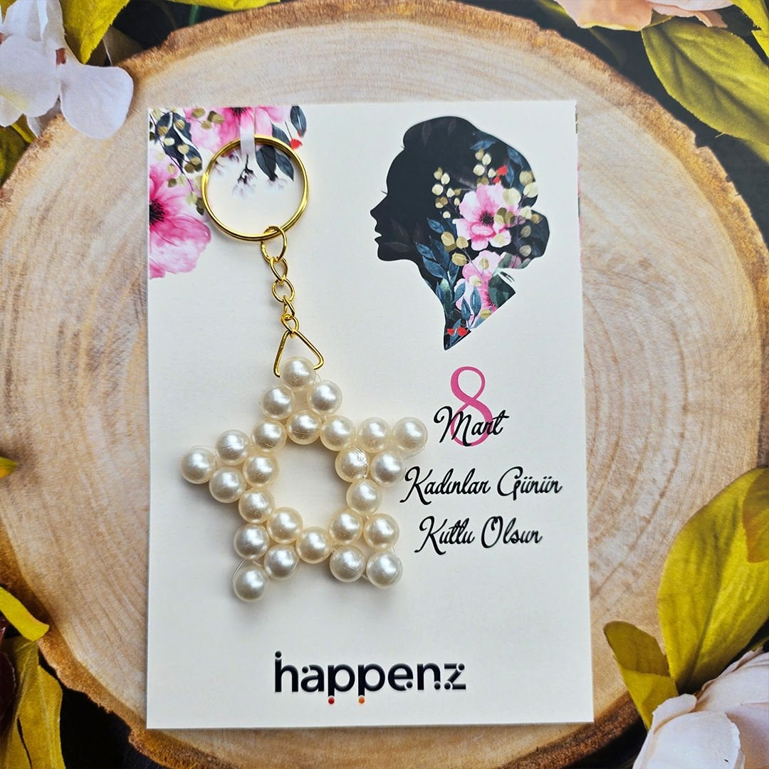 8 Mart Kadınlar Günü Kadın Silüeti Yıldız Şeklinde Anahtarlık Hediyelik