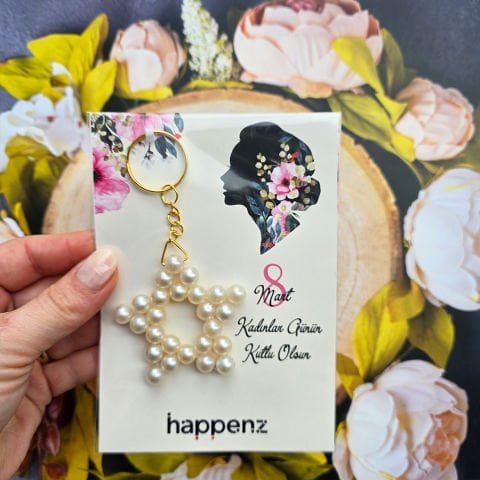 8 Mart Kadınlar Günü Kadın Silüeti Yıldız Şeklinde Anahtarlık Hediyelik