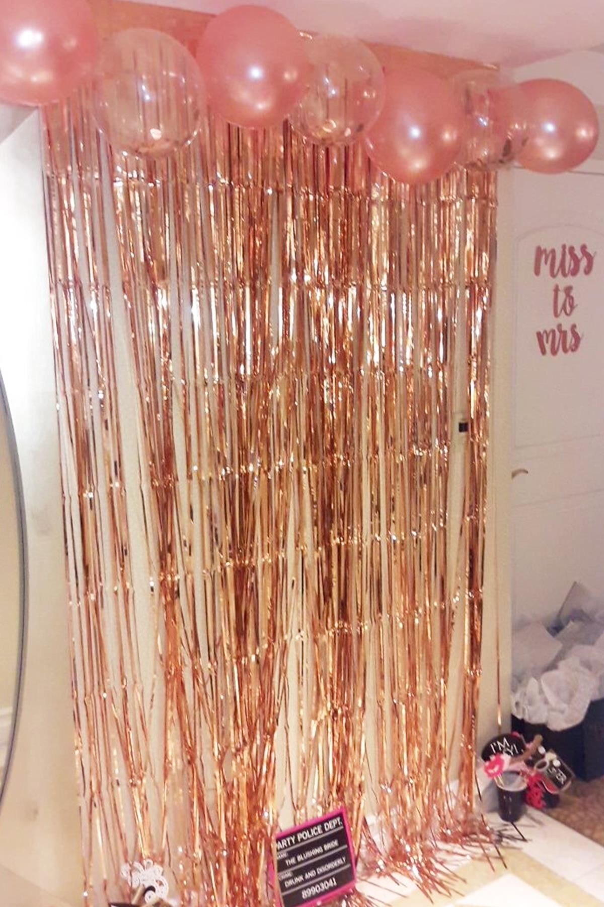 Metalize Fon Perde Kapı Perdesi Rose Gold Arka Fon Süs