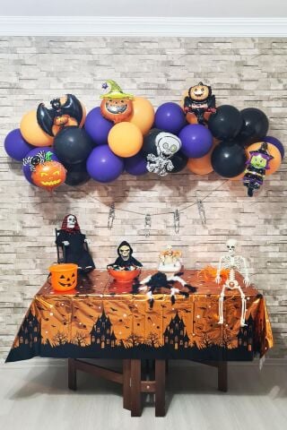 Cadılar Bayramı Parti Balon Süsleme Seti Halloween Balon Zinciri 38 Parça