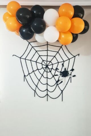Halloween Parti Balon Süsleme Seti Örümcek Ağı ve Örümcekli Cadılar Bayramı Süsleme Seti