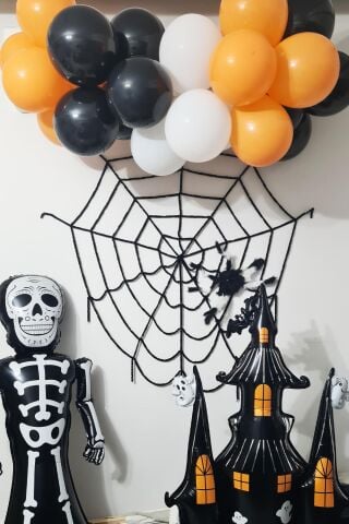 Halloween Parti Balon Süsleme Seti Örümcek Ağı ve Örümcekli Cadılar Bayramı Süsleme Seti