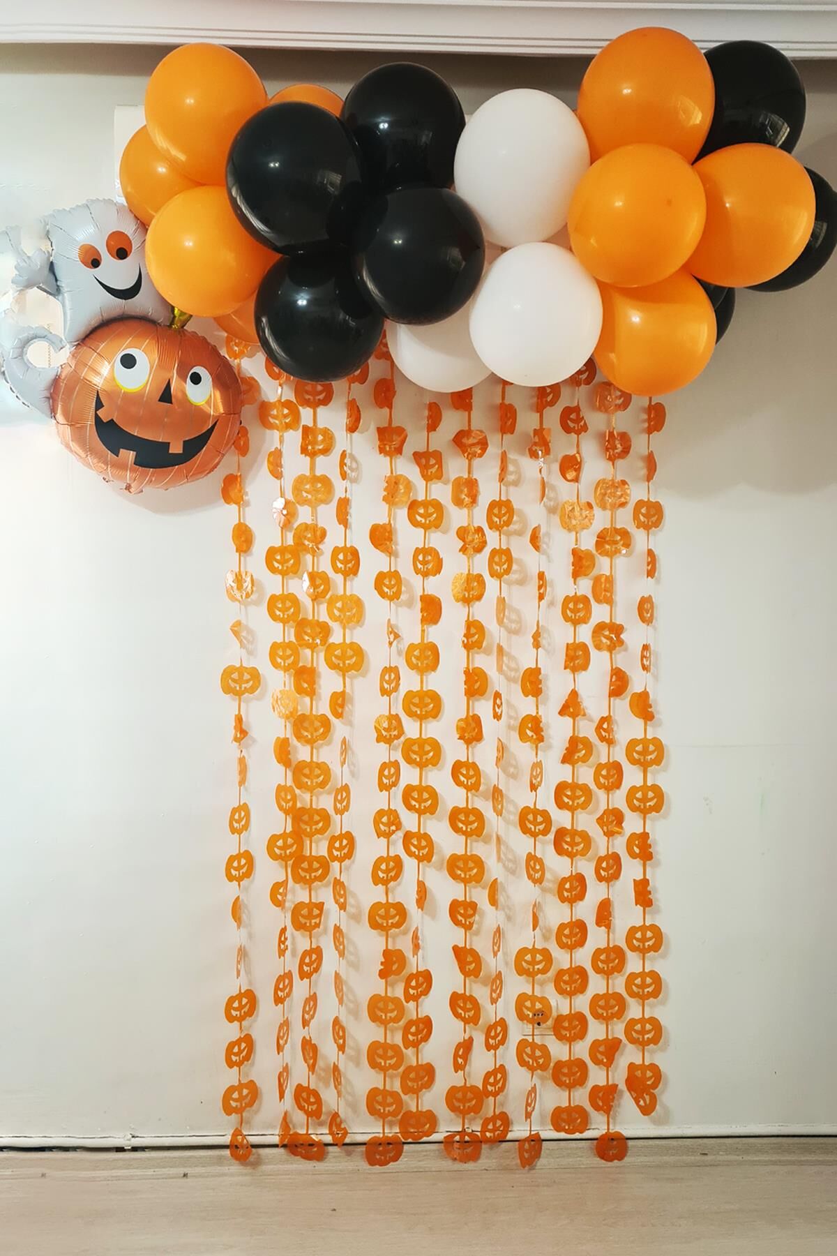 Halloween Parti Balon Süsleme Seti Perdeli Folyo Balonlu Cadılar Bayramı Süsleme Seti