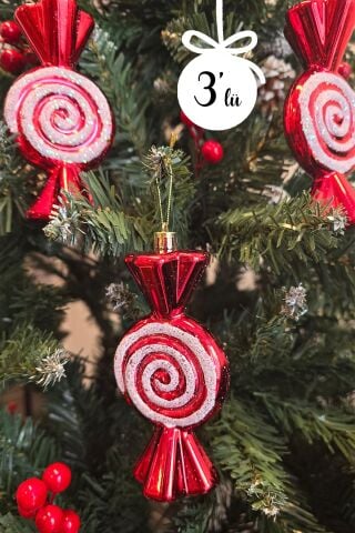 Büyük Boy Fiyonk Şeker Paketi Yılbaşı Ağaç Süsü 3lü Paket