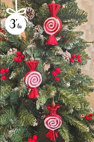 Büyük Boy Fiyonk Şeker Paketi Yılbaşı Ağaç Süsü 3lü Paket