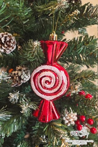 Büyük Boy Fiyonk Şeker Paketi Yılbaşı Ağaç Süsü 1 Adet