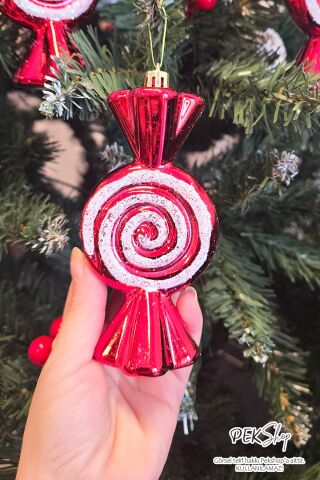 Büyük Boy Fiyonk Şeker Paketi Yılbaşı Ağaç Süsü 1 Adet