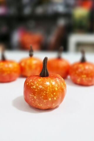 Halloween Balkabağı Figür Süs 5cm - 5 Li Set Cadılar Bayramı Kabak Figür Masa Süsleri 5 Adet