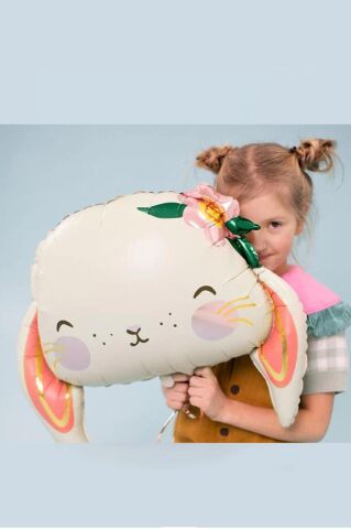 Çiçekli Tavşan Folyo Balon 60cm