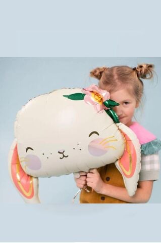Çiçekli Tavşan Folyo Balon 60cm