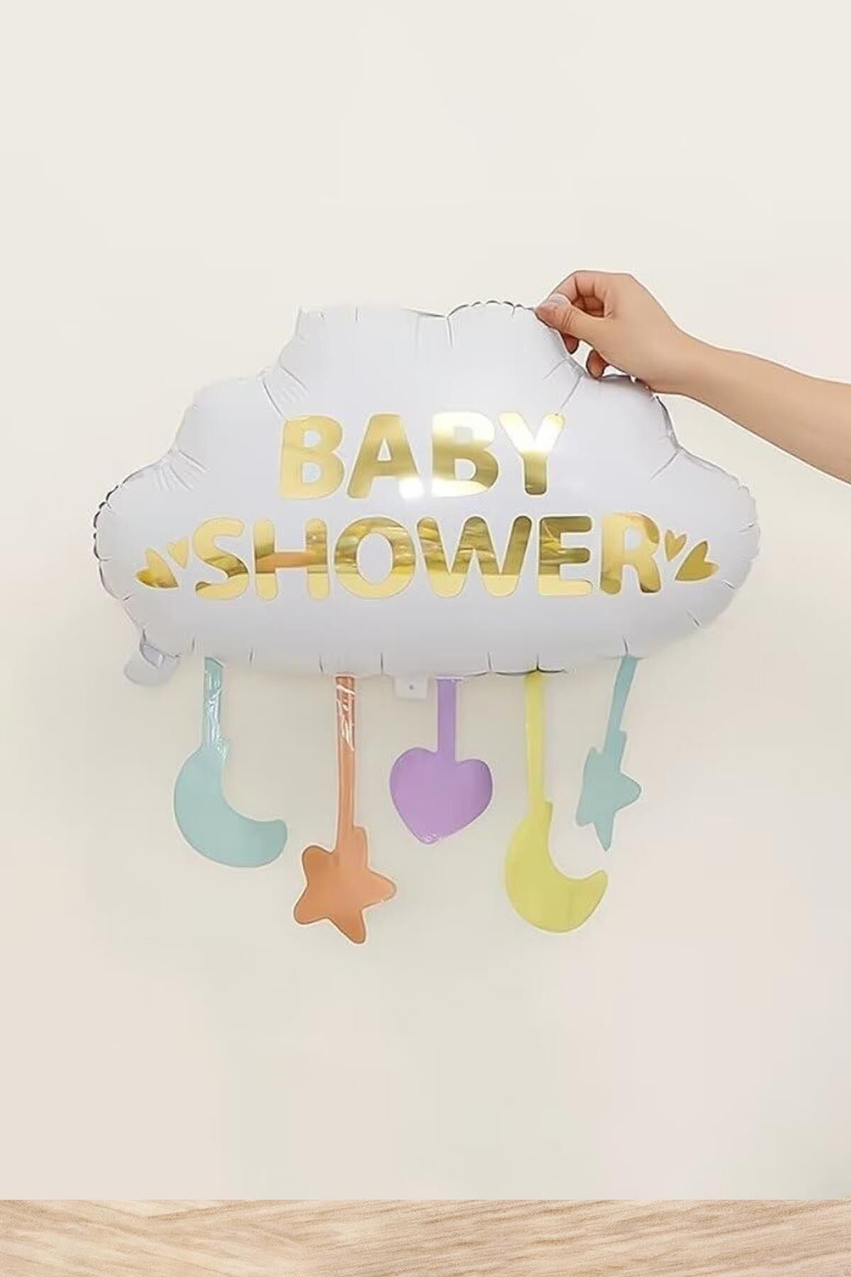 Baby Shower Yazılı Bulut Şeklinde Folyo Balon Baby Shower Süsleri