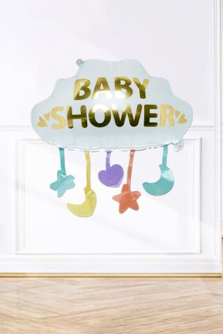 Baby Shower Yazılı Bulut Şeklinde Folyo Balon Baby Shower Süsleri