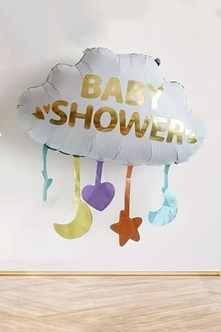 Baby Shower Yazılı Bulut Şeklinde Folyo Balon Baby Shower Süsleri