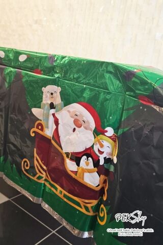 Yeşil Yılbaşı Desenli Masa Örtüsü Yılbaşı Masa Süsleri 137x183cm