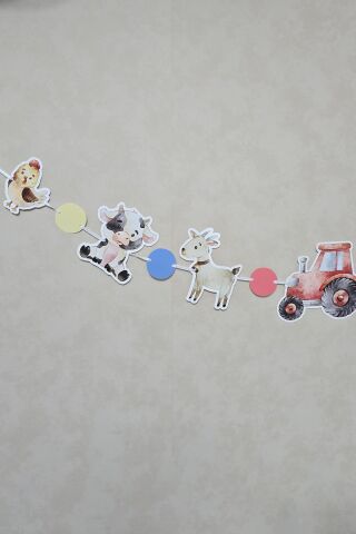 Çiftlik Hayvanları Banner Çiftlik Tema Doğum Günü Parti Süsleri İpe Dizili Duvar Süsü