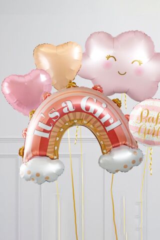 It's a Girl Cinsiyet Partisi Baby Shower Balonu Gökkuşağı Kız Bebek Bohem Babyshower Balonu