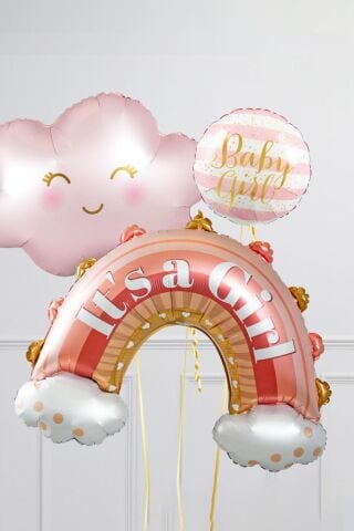 It's a Girl Cinsiyet Partisi Baby Shower Balonu Gökkuşağı Kız Bebek Bohem Babyshower Balonu