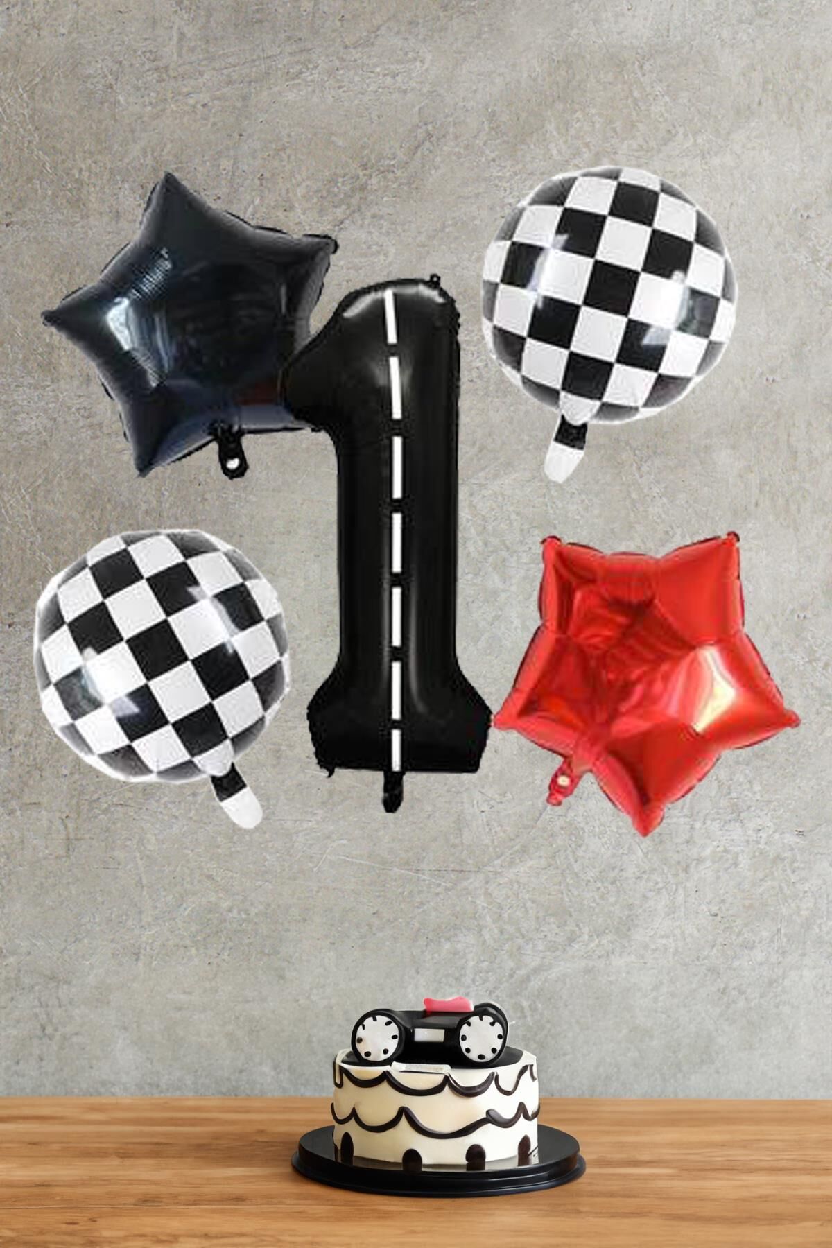 Yarış Temalı Rakamlı Yaş Balon Seti 5 Parça Yarış Temalı Doğum Günü Balon Seti 1