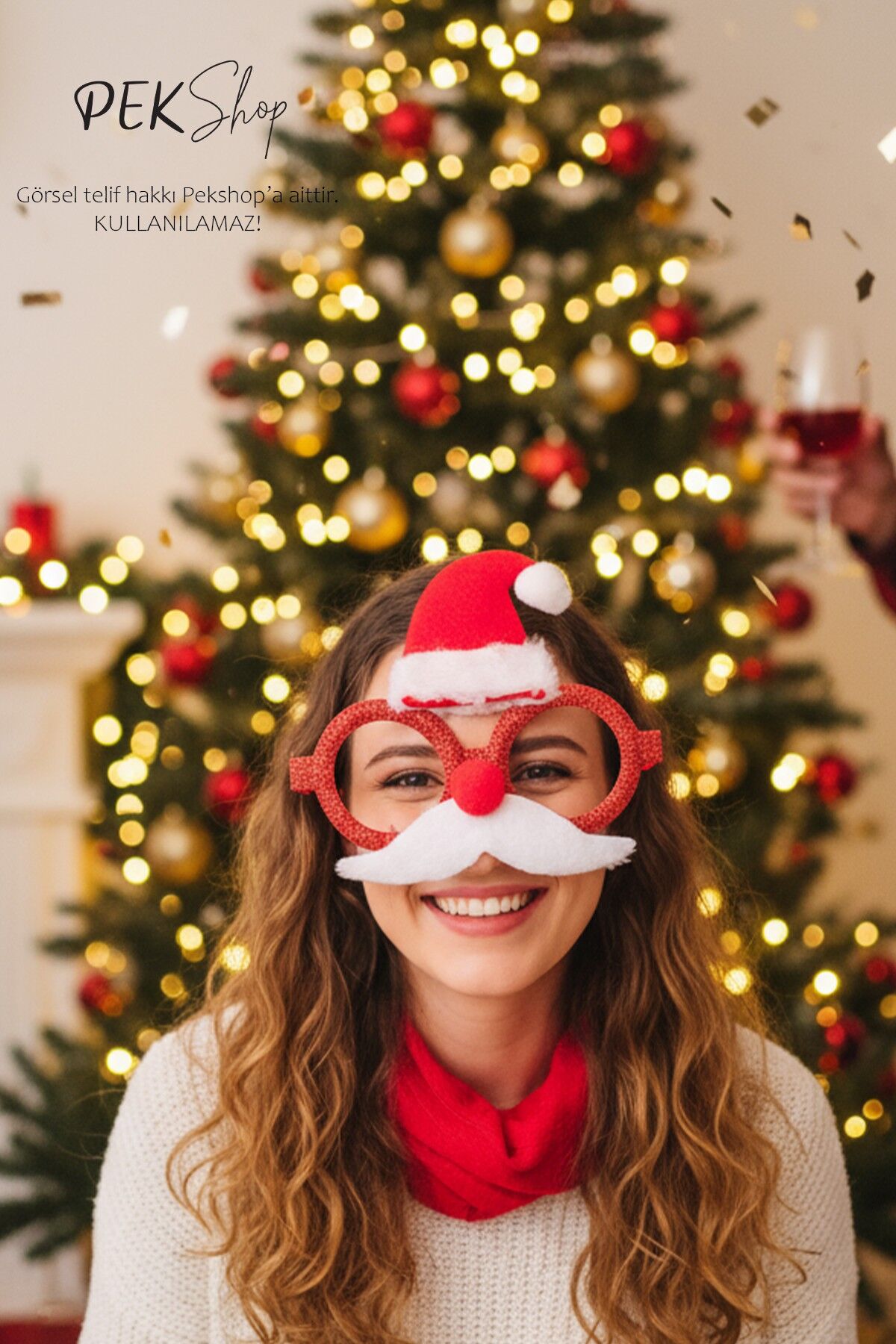 Yılbaşı Neol Baba Gözlüğü Bıyıklı Şapkalı Yılbaşı Parti Gözlüğü Lüks